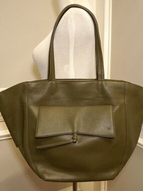ANTHROPOLOGIE CELESTE TOTE BAG OLIVE GREEN, with an additional crossbody bag